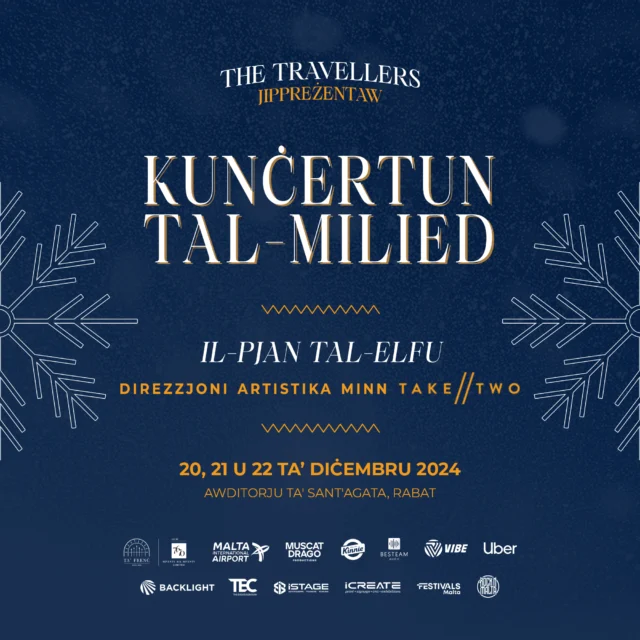 🌟 TICKET GIVEAWAY! 🌟

The Travellers are back with their hugely popular Kunċertun tal-Milied: Il-Pjan tal-Elfu and you could WIN TWO TICKETS to their concert on 21st of December.

Just 🧡 this post, tag a friend in the comments below and share this on your stories to participate. Make sure to follow @kinnie_malta and @thetravellersmalta too!

We'll announce one lucky winner on the 16th of December.
GOOD LUCK! 🎄