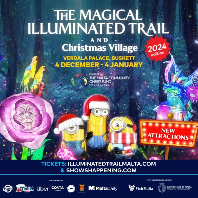 We’re giving one lucky winner 4 tickets to the enchanting Magical Illuminated Trail at Verdala Palace Gardens! 🌟 A festive wonderland awaits you, perfect for creating unforgettable memories with your loved ones this holiday season. 🎅🌌

To enter the giveaway:
1️⃣ Follow us ✅
2️⃣ Like this post ❤️
3️⃣ Tag someone you'd love to share the magic with! 🎉

Good luck! Winners will be announced 9th December.